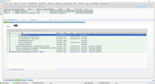 Handwerkersoftware Interstar Kontakthistorie