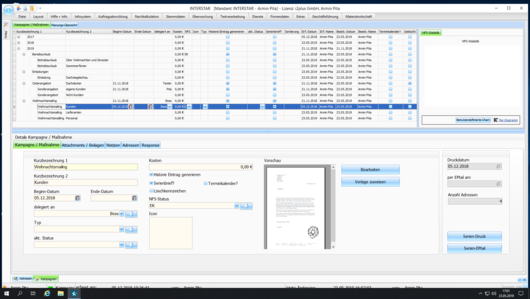 Handwerkersoftware Interstar Kampagnenverwaltung