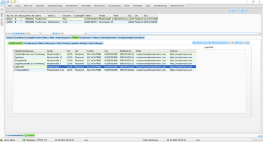 Handwerkersoftware Interstar Adress-Objektinformation